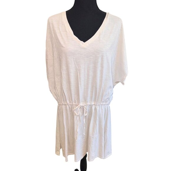 Freely Womens V-Neck Drawstring Waist Cotton Tunic Romper Dress XL Athleisure - Picture 1 of 9